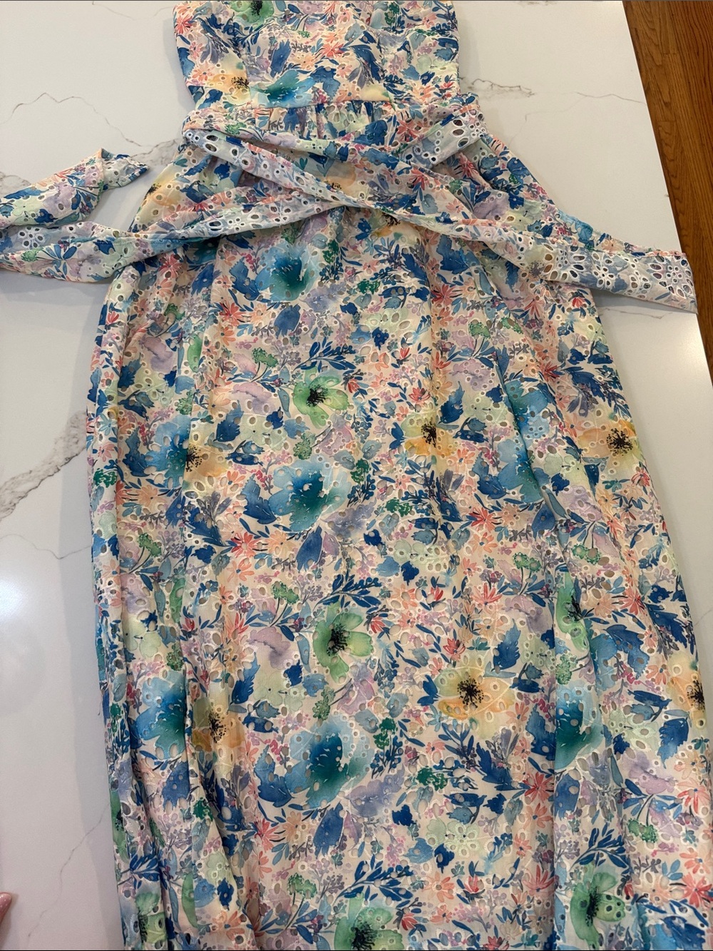 Storia Pastel Blue and Pink Floral Dress